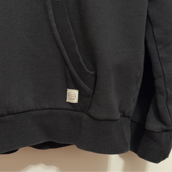 Marine Layer Men’s Placket Pullover Hoodie Medium Black Charcoal Cotton Blend - Picture 4 of 9